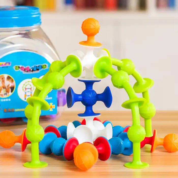 Suction Silicone Cup Sensory Connector Jar 48 pieces - Default Title - Odeez | Educational Toys Pakistan 