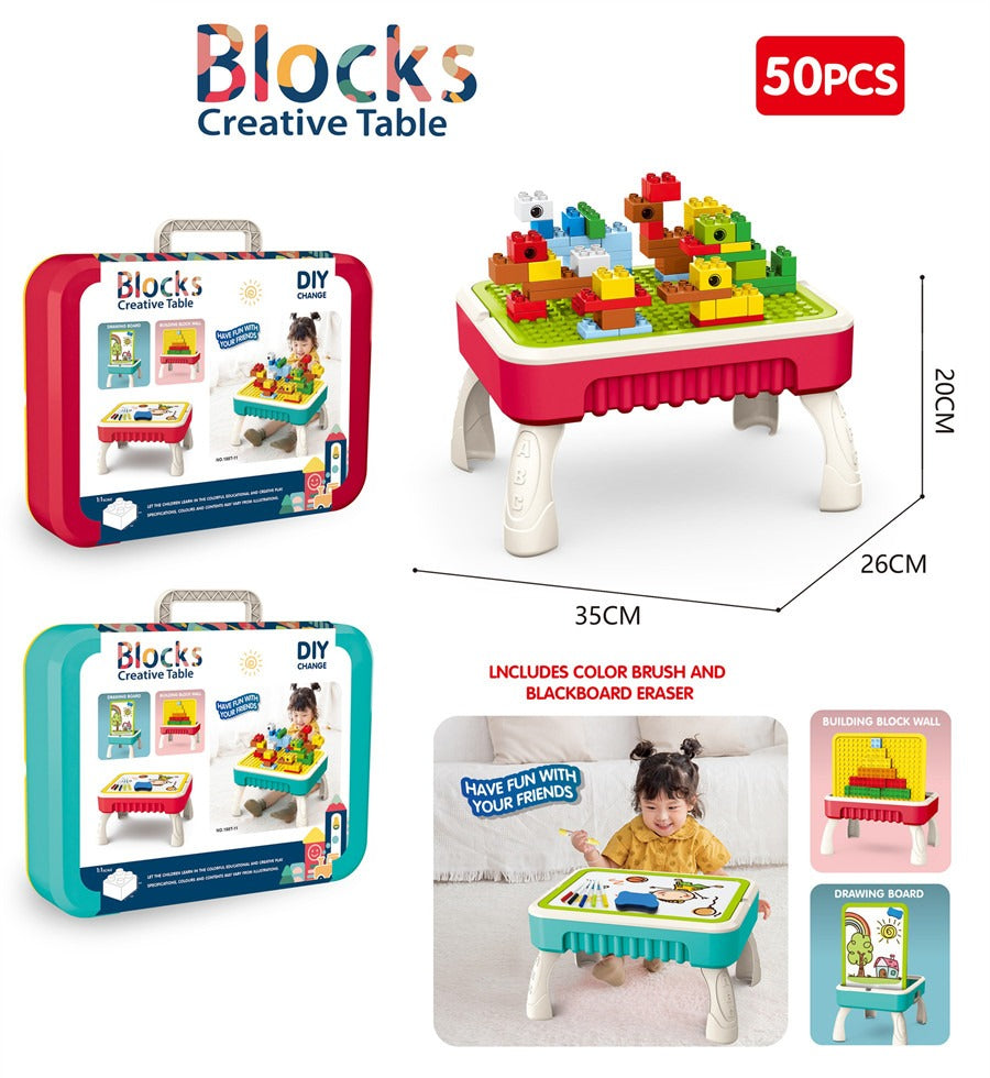 3 In 1 Multifunctional Briefcase Building Blocks Table - T10