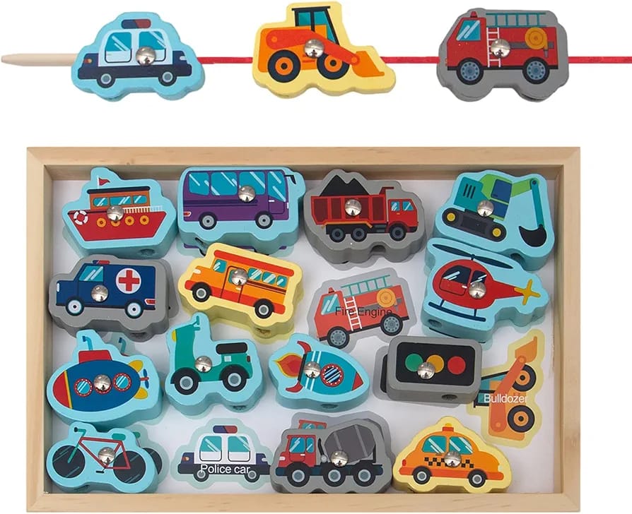 2in1 Wooden 3D Magnetic Vehicles and Lacing Puzzles - 499 - Default Title - Odeez | Educational Toys Pakistan 