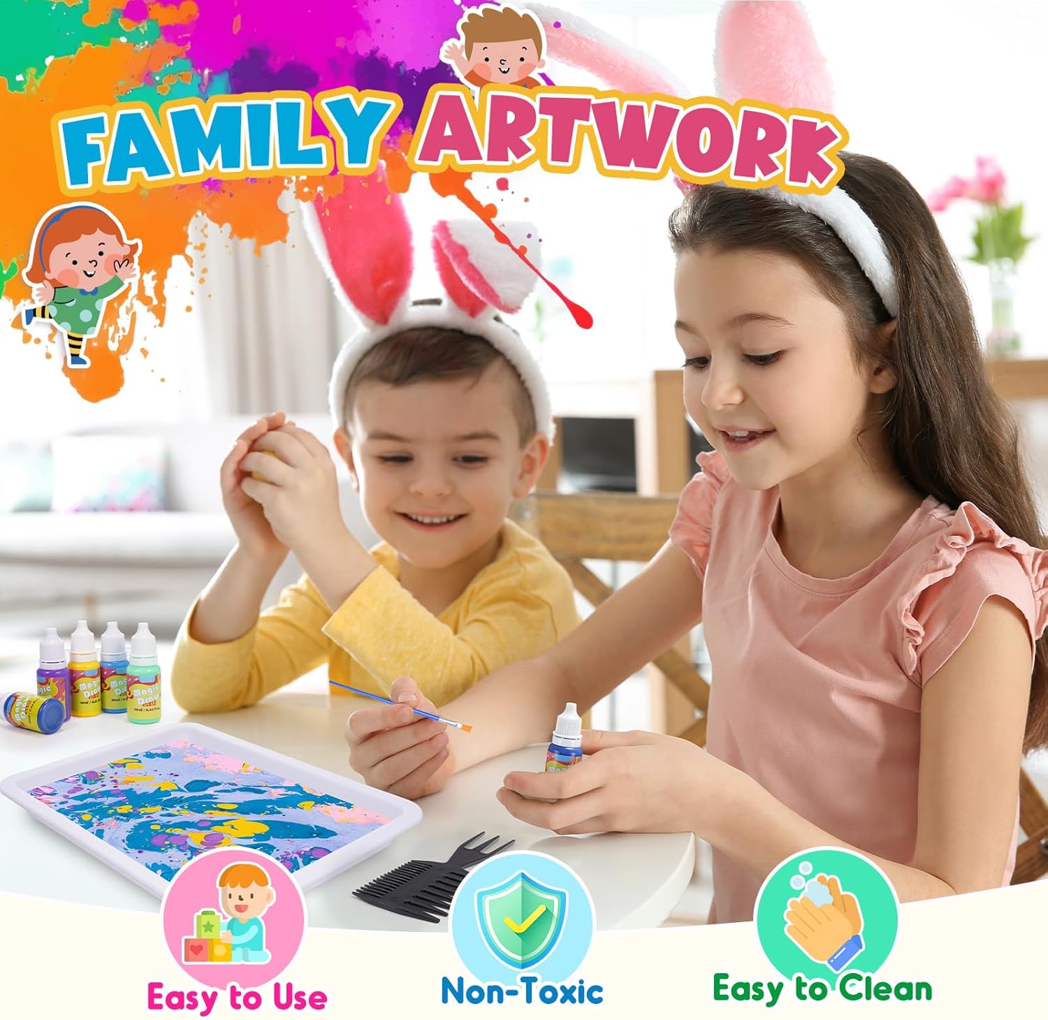 Magic Marbling Painting Art and Craft for Kids 6 Colors - B02