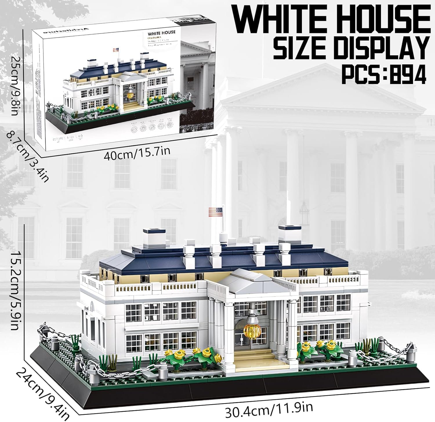 White House America Construction Building Blocks Model 894 pieces - 214