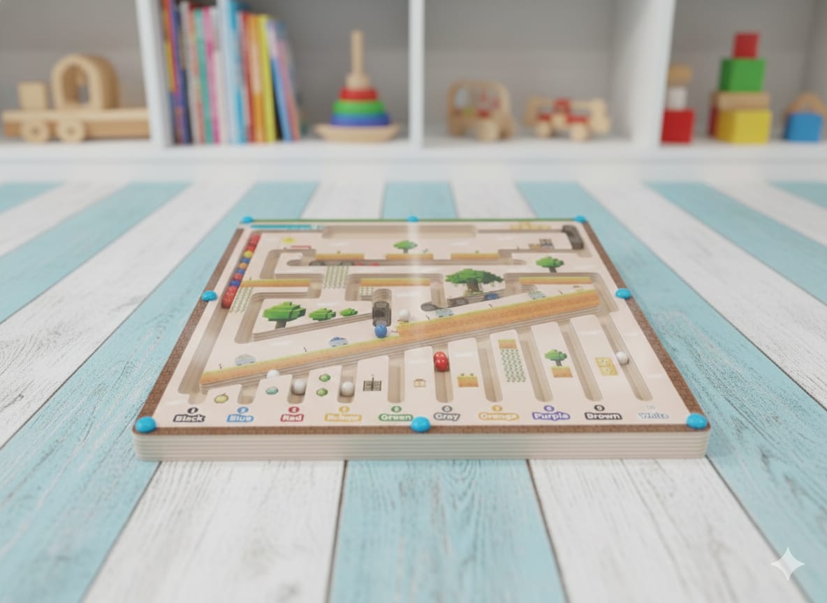 Wooden 2in1 Magnetic Color and Number Maze Board - 812