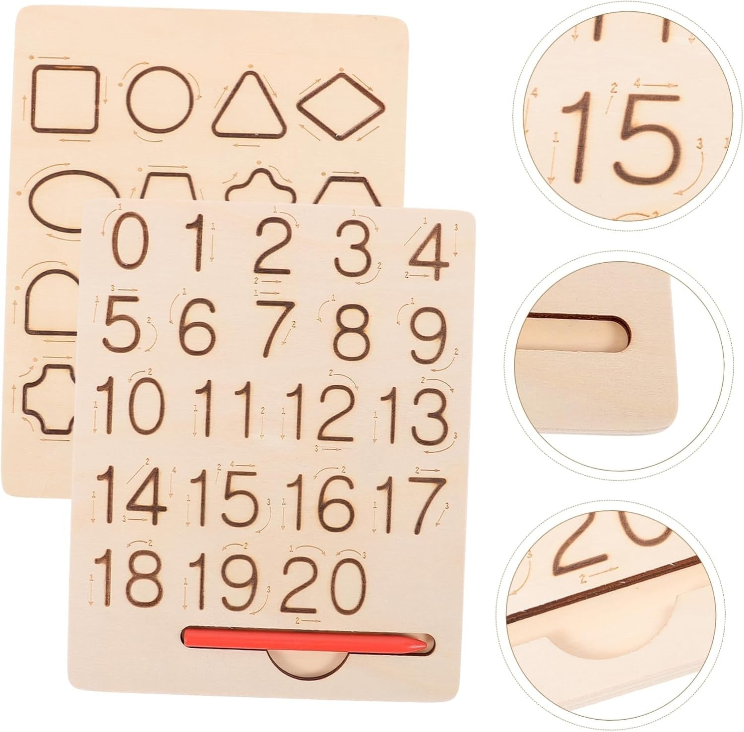 Montessori Double-Sided Number and Shapes Tracing Board - 324 - Default Title - Odeez | Educational Toys Pakistan 