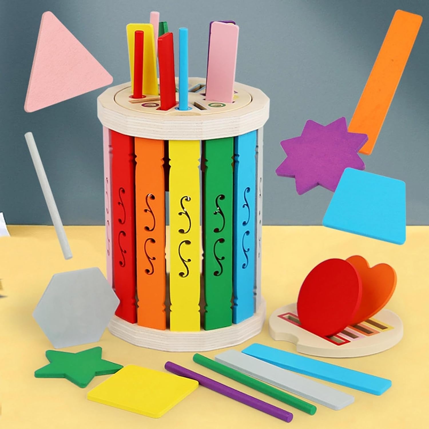 Color Sorting Activity Wooden Bucket - 593