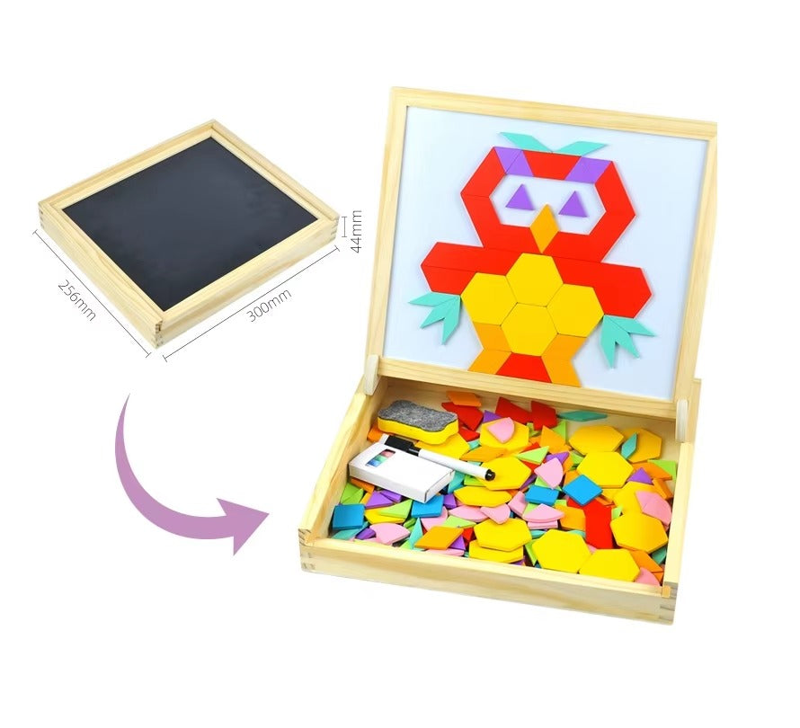 Magnetic Geometry Wooden Puzzle Drawing Board  248 pieces