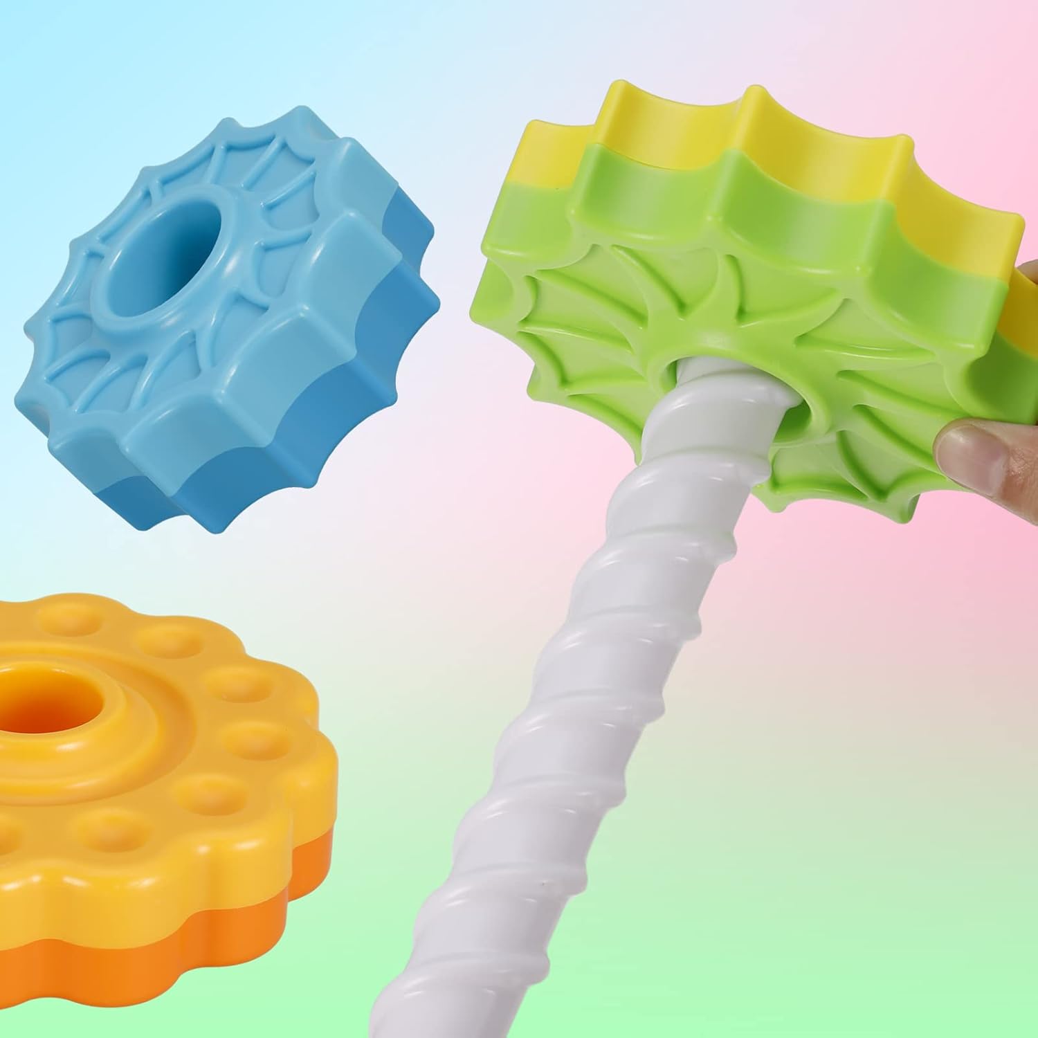Sensory Spin Gears Stacking Five Rings Rainbow Tower - 403 - Default Title - Odeez | Educational Toys Pakistan 