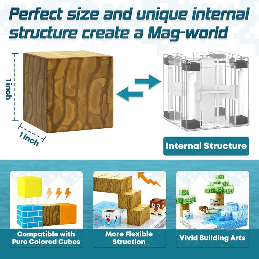 3D Magnetic Cube World Construction Blocks 92 Pieces - 015