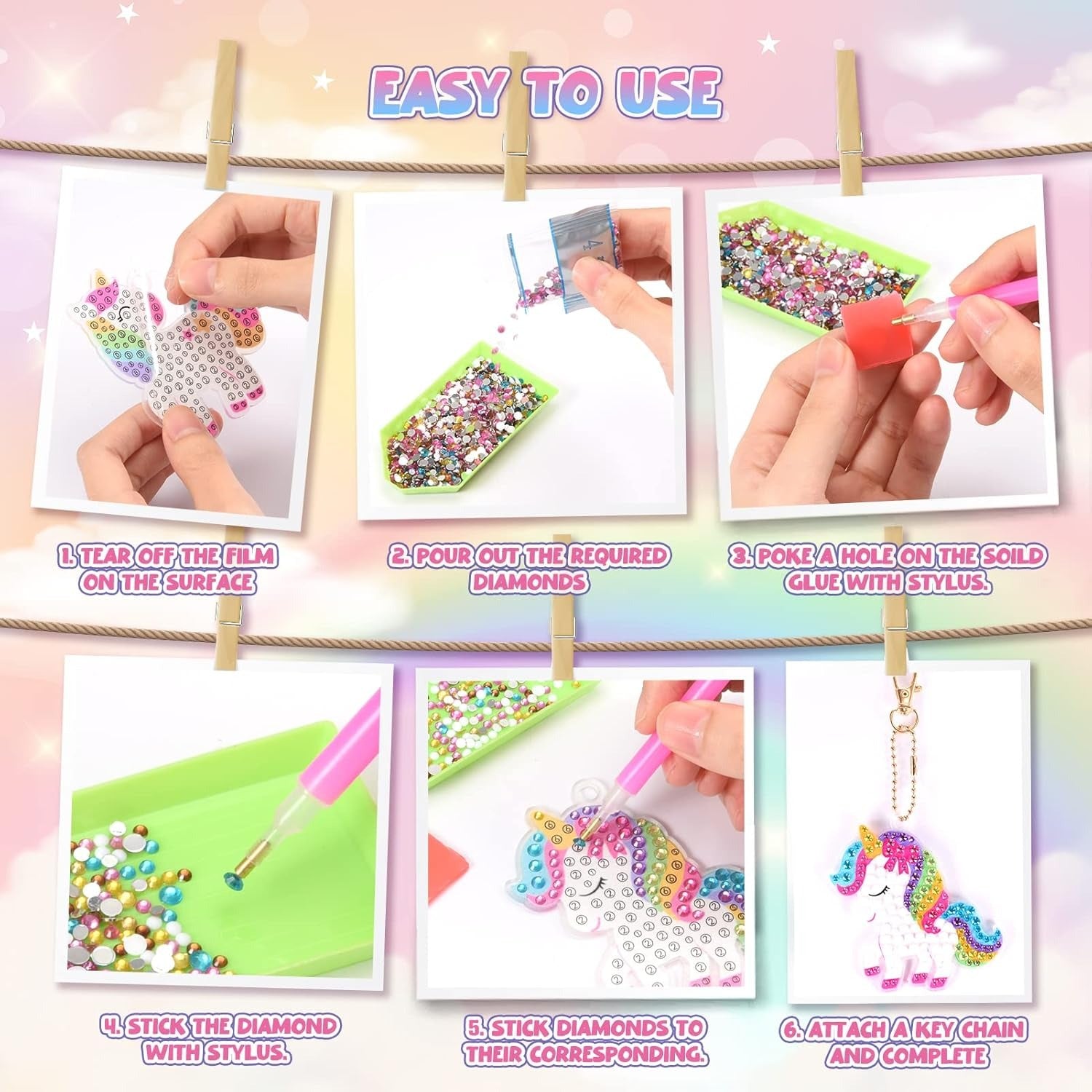 Make Your Own GEM Keychains Painting 15 Keychains - 012
