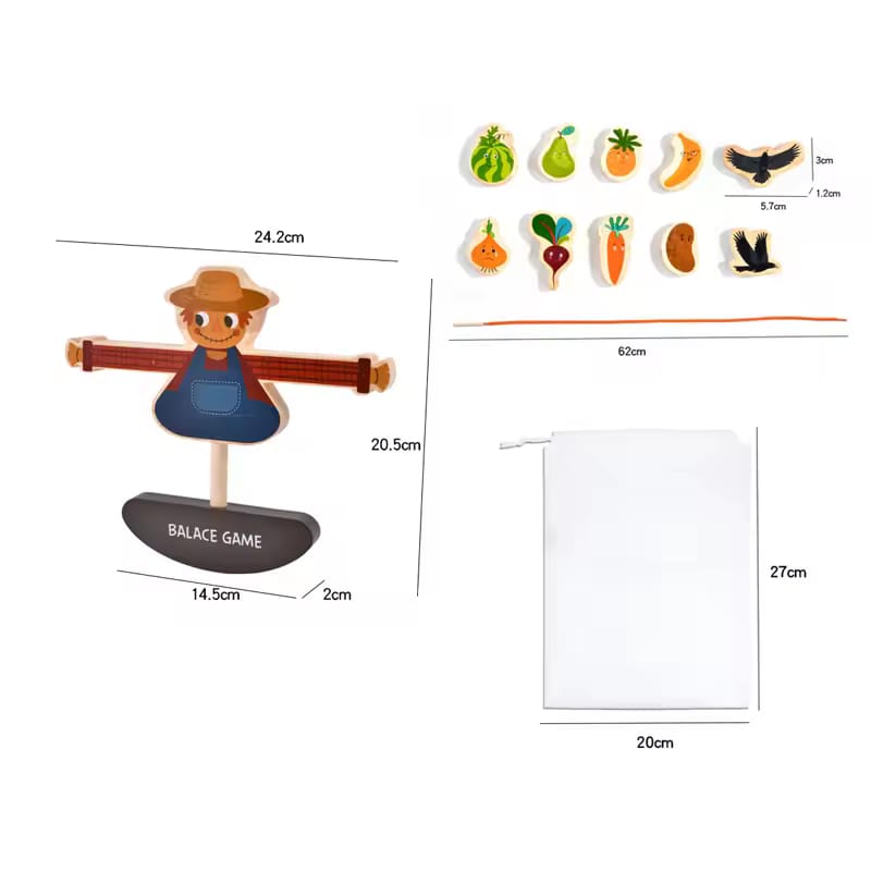 Wooden Farm Scarecrow Block Threading Balance Game - 974