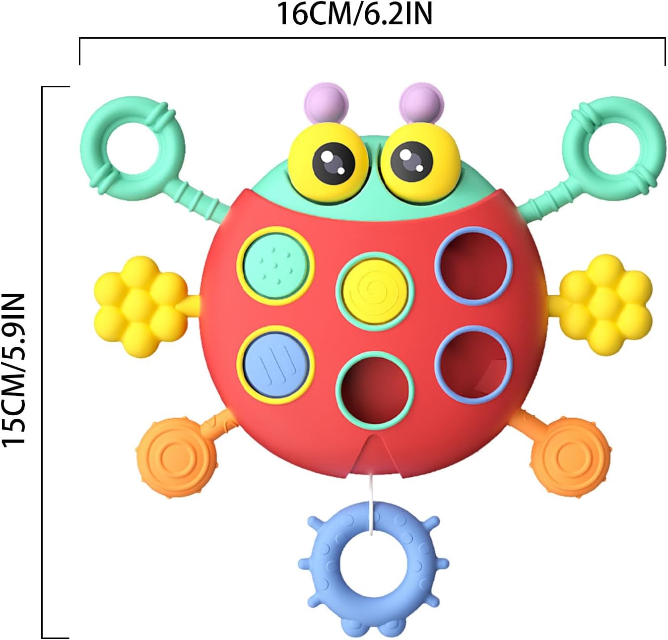 Cute Colorful Ladybug String Pull Sensory Rattle - 368 - Default Title - Odeez | Educational Toys Pakistan 