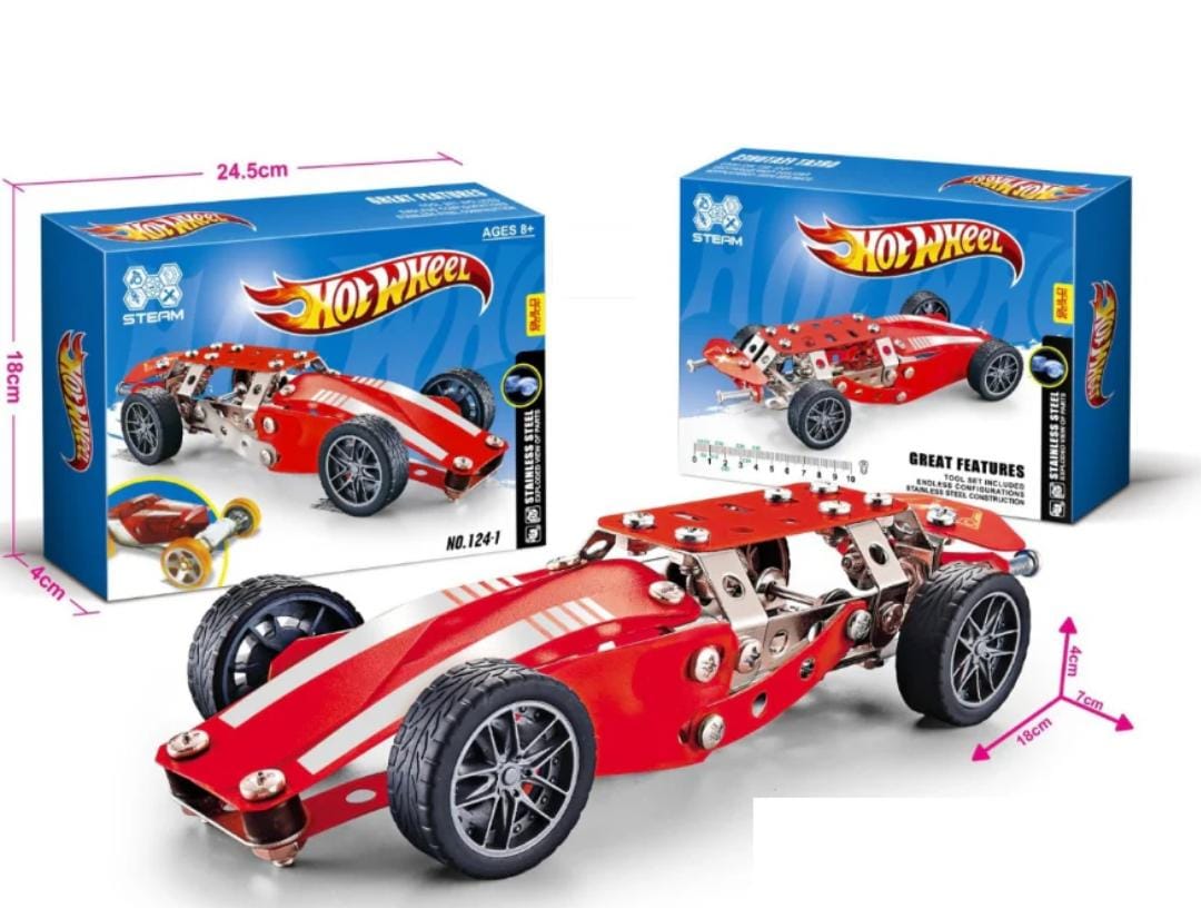 Build and Play Steel Racing Car Construction 133 pieces - 241 - Default Title - Odeez | Educational Toys Pakistan 