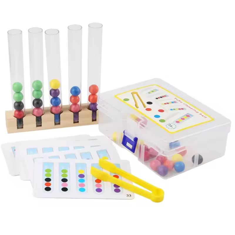 Colorful Clip Beads Test Tube with 48 Pattern Challenge - Default Title - Odeez | Educational Toys Pakistan 