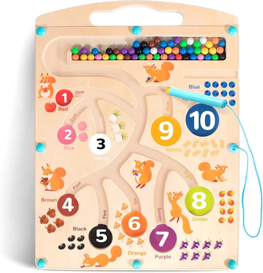Wooden Magnetic Color and Number Maze Board - 018 - Default Title - Odeez | Educational Toys Pakistan 