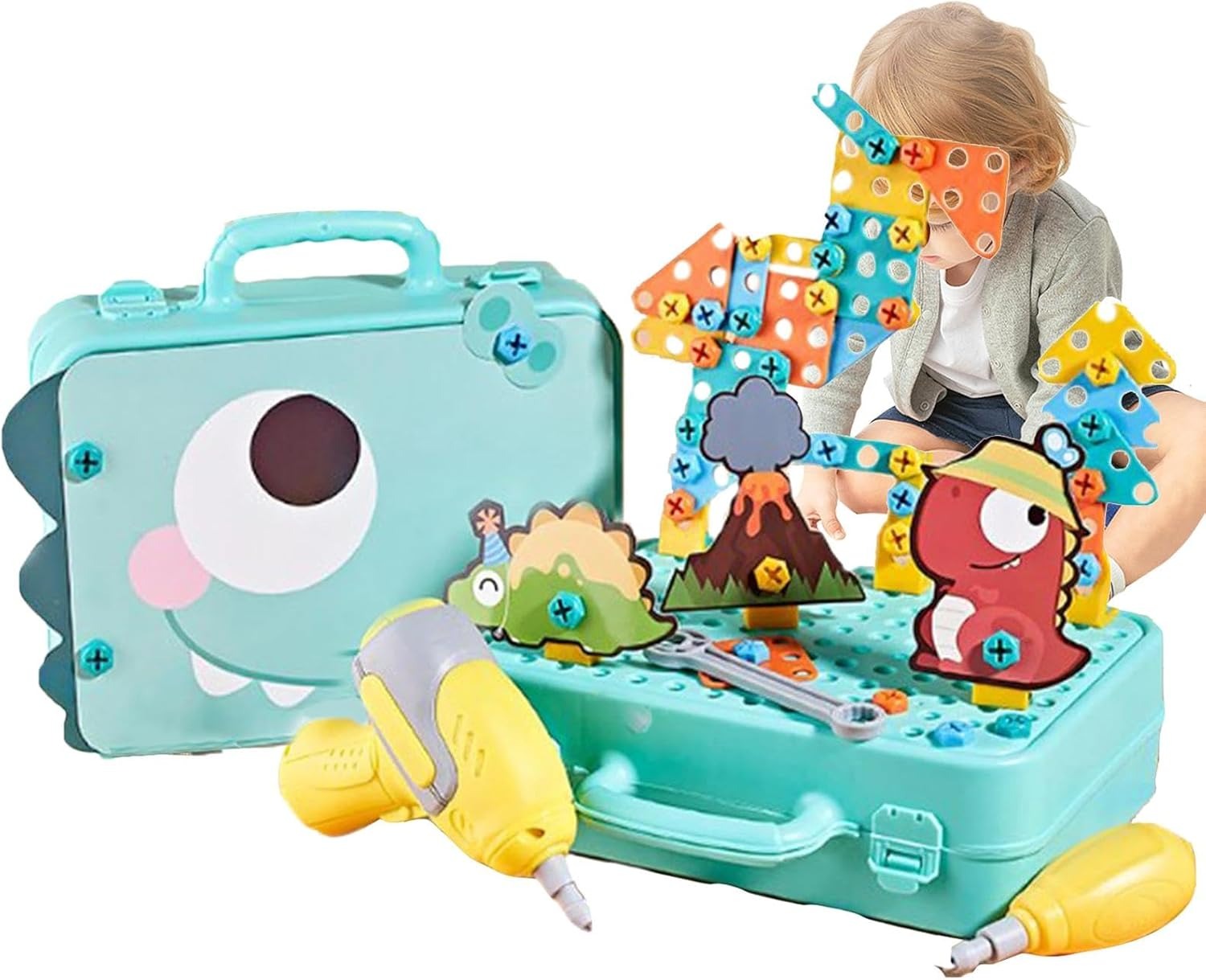 DIY Dinosaur STEM Creative Drill Tool Box Puzzle Set 163 pieces - 71A