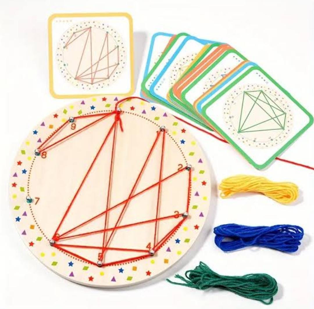 Wooden Geoboard Thread Winding Pattern Kit - 579 - Default Title - Odeez | Educational Toys Pakistan 