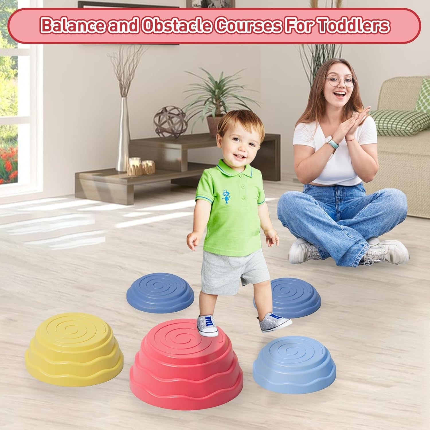 Stepping Stones for Kids Non-Slip Balance River Stones Sensory - 5 pieces
