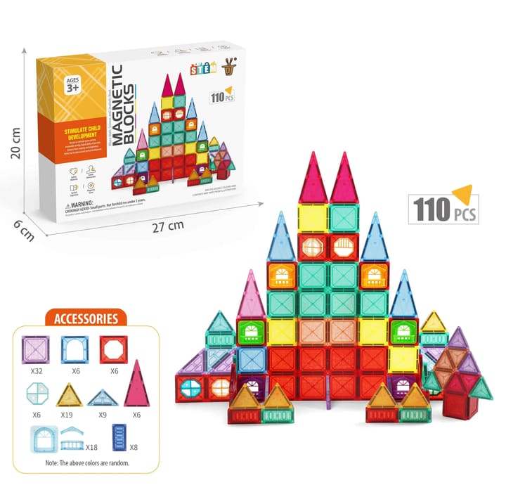DIY Magnetic Tiles Construction Blocks Set 110 pieces - 018