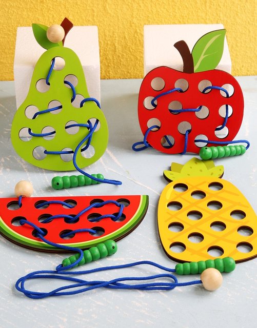 4 in 1 Wooden Fruits Threading Kit - 242 - Default Title - Odeez | Educational Toys Pakistan 