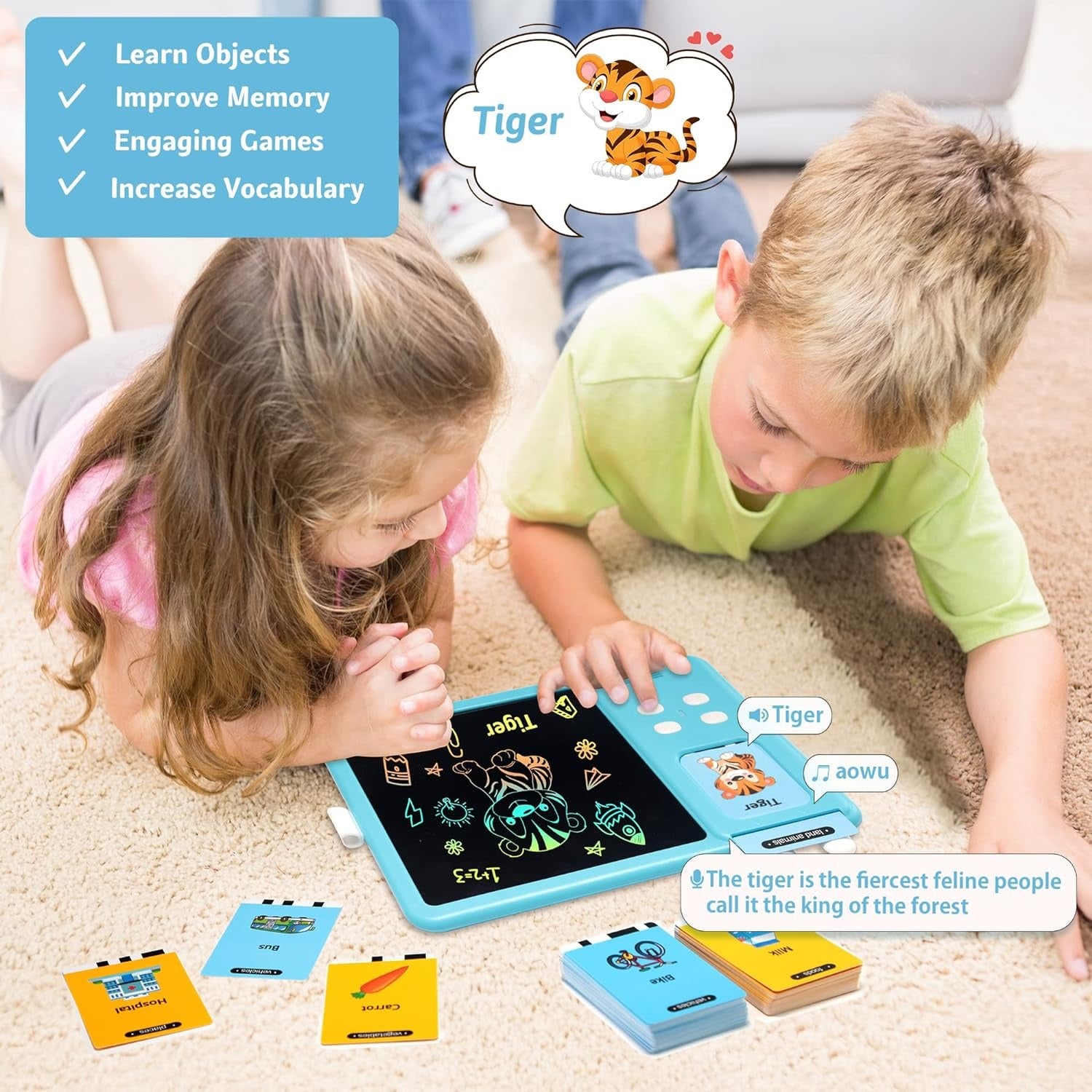 2in1 Talking Audible Flashcards with LCD Writing Tablet Kit - Default Title - Odeez | Educational Toys Pakistan 
