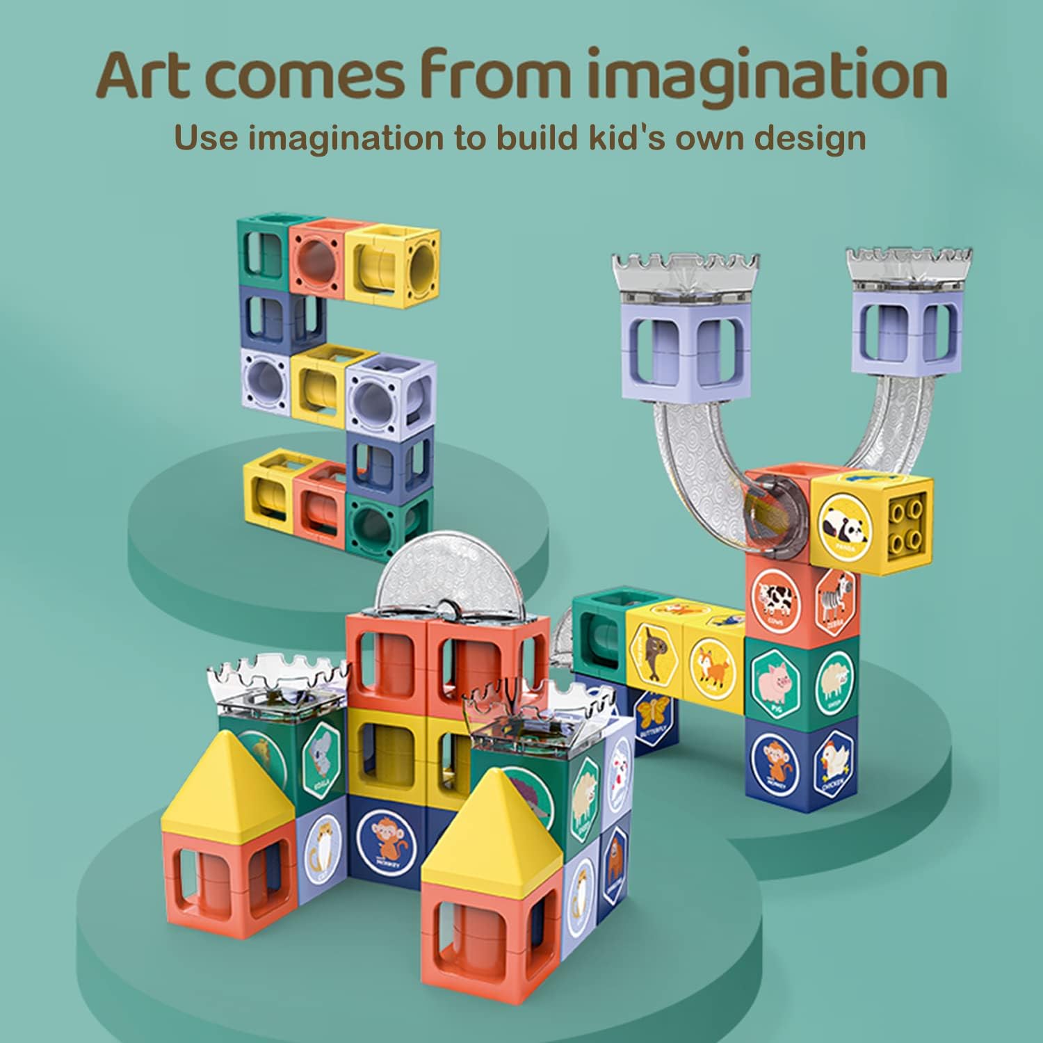 STEM Marble Run Magnetic Stacking Blocks with Dolls - 701 - Default Title - Odeez | Educational Toys Pakistan 