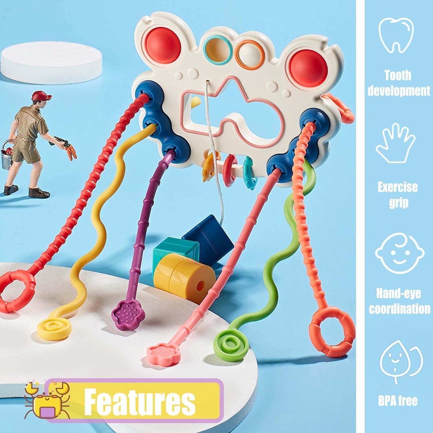 5 in 1 Pull String Motor Skills and Sensory Activity Toy - 861 - Default Title - Odeez | Educational Toys Pakistan 