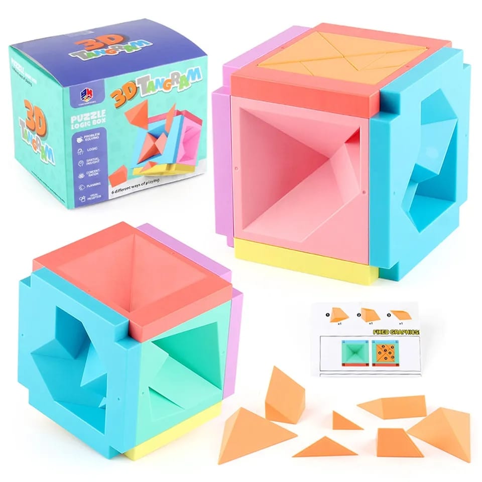 3D IQ Tangram 6 Sided Puzzle - 166 - Default Title - Odeez | Educational Toys Pakistan 