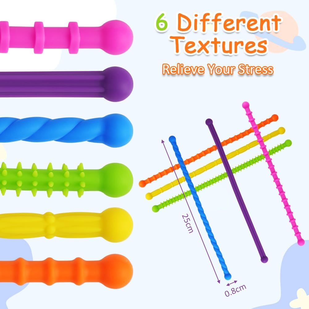 Silicone Sensory Sticks with Reversible Textures 6 piece - 255
