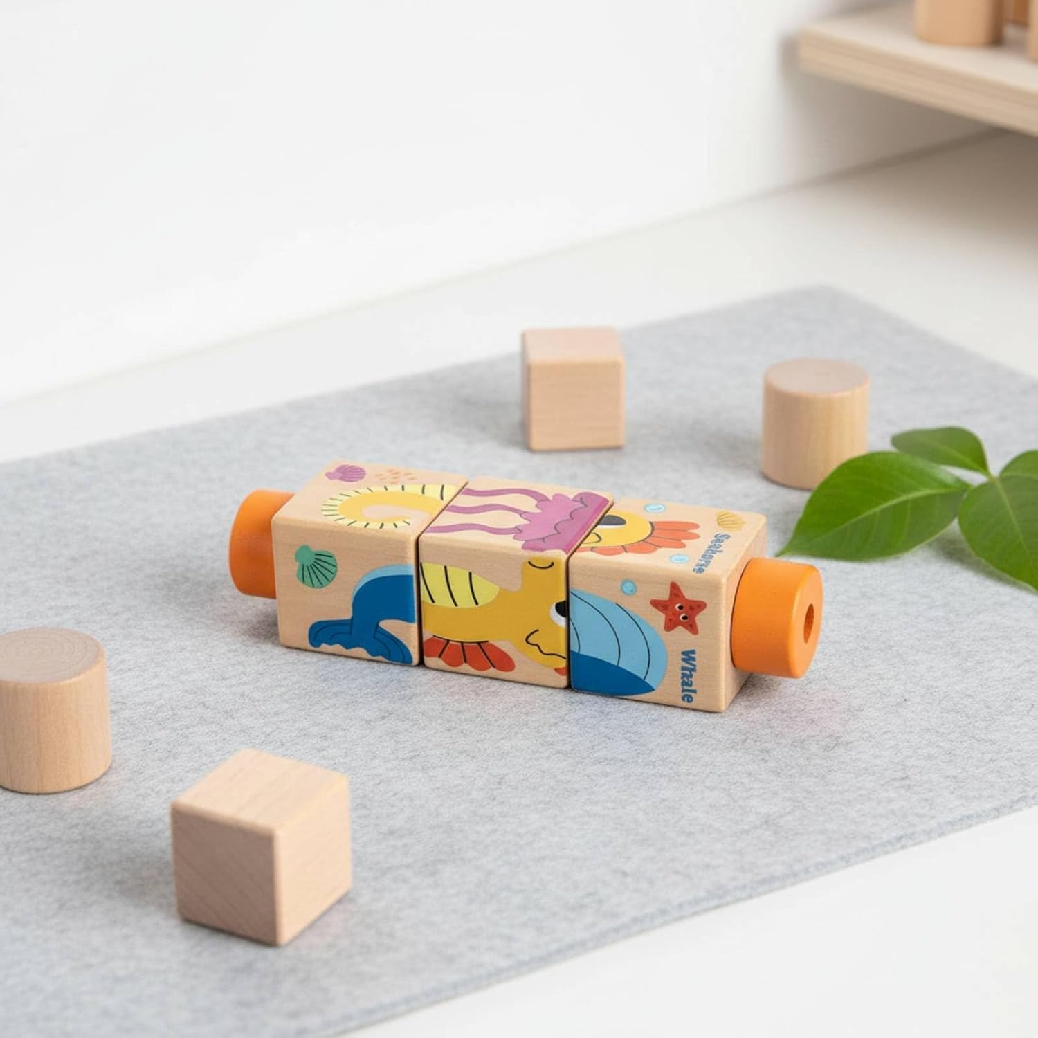 Wooden Four-Sided Rotating Block Puzzle