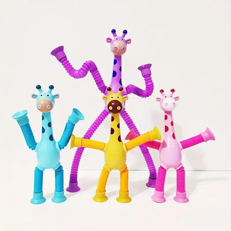 Suction Cups Sensor Toys Giraffe Pop Tubes Fidget Toy - Blue-Pink-Purple-Yellow - Odeez | Educational Toys Pakistan 