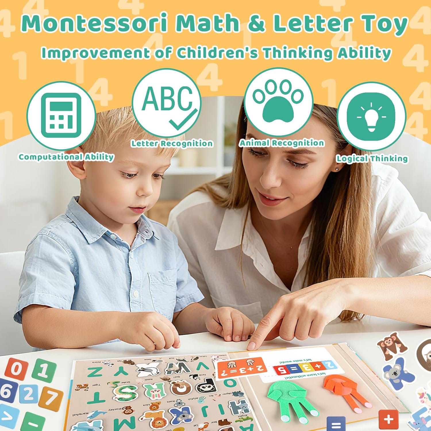 Study 2in1 Letter and Number Magnetic Board Book 53 pieces - 163