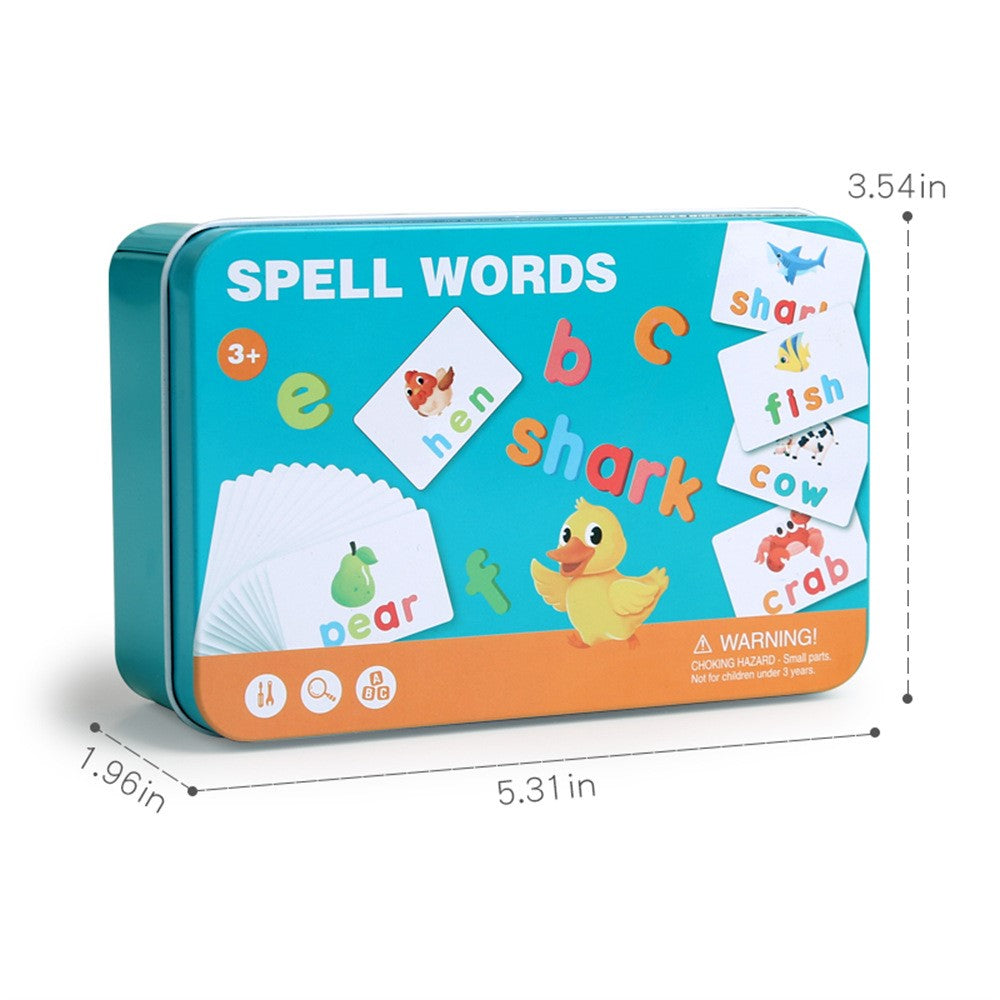 Wooden Word Spelling Learning Tin Box - 781