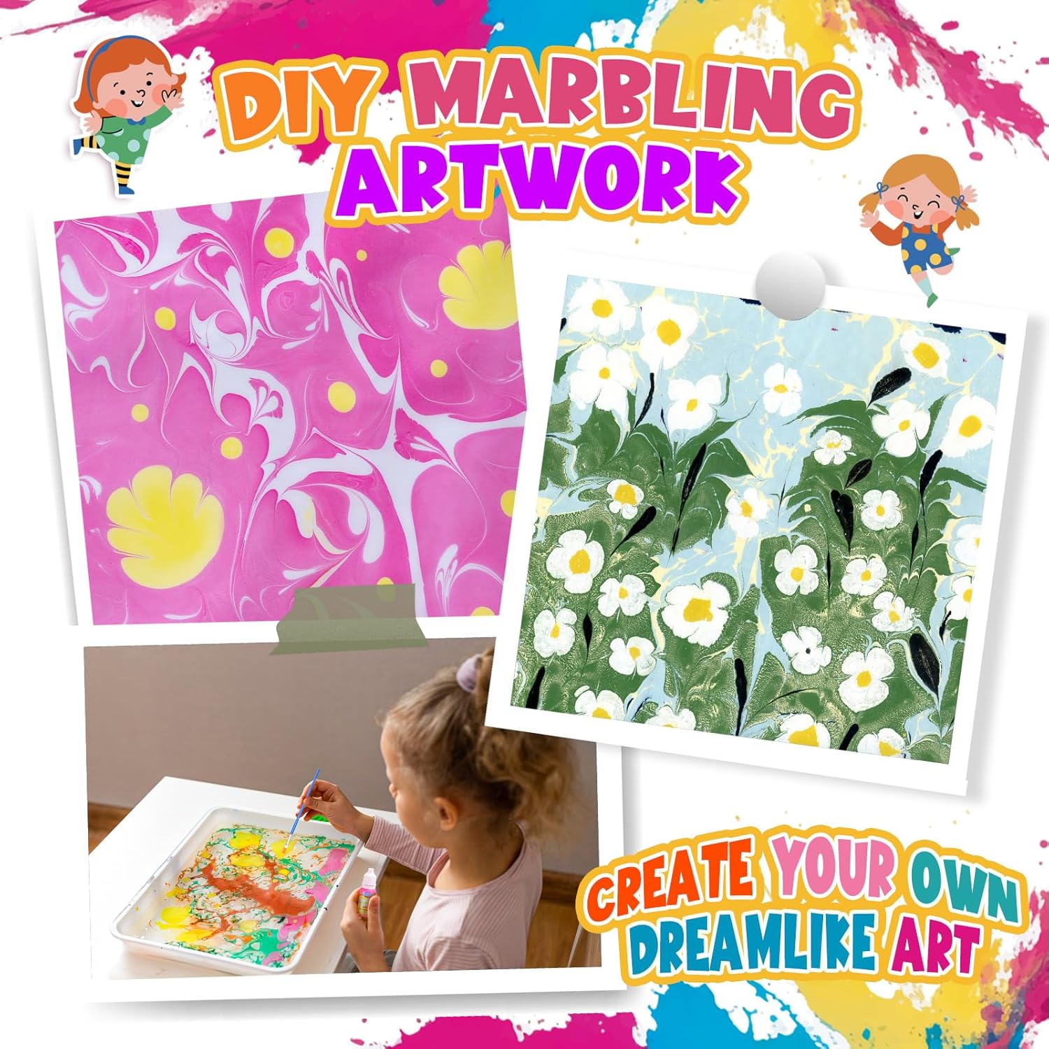 Magic Marbling Painting Art and Craft for Kids 6 Colors - B02