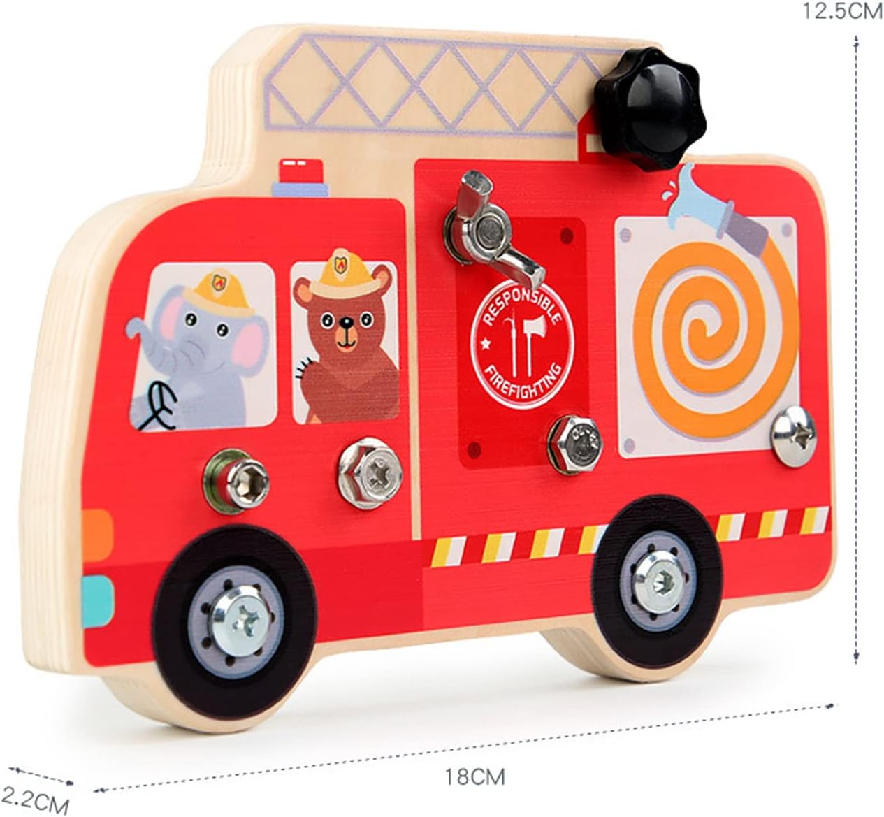 Wooden Montessori Disassembly Fire Truck Screw Board - 069 - Default Title - Odeez | Educational Toys Pakistan 