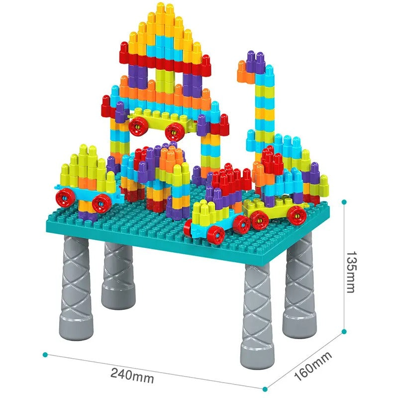 DIY Built Building Blocks Table Play Set - 140 pieces