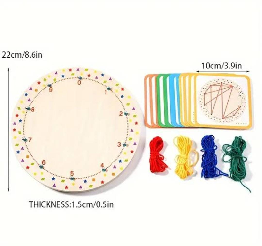 Wooden Geoboard Thread Winding Pattern Kit - 579 - Default Title - Odeez | Educational Toys Pakistan 