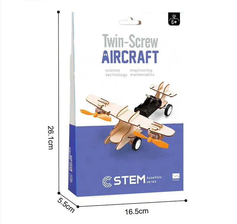 DIY Twin-Screw Air Craft Assembly Model Scientific Experiment - 048