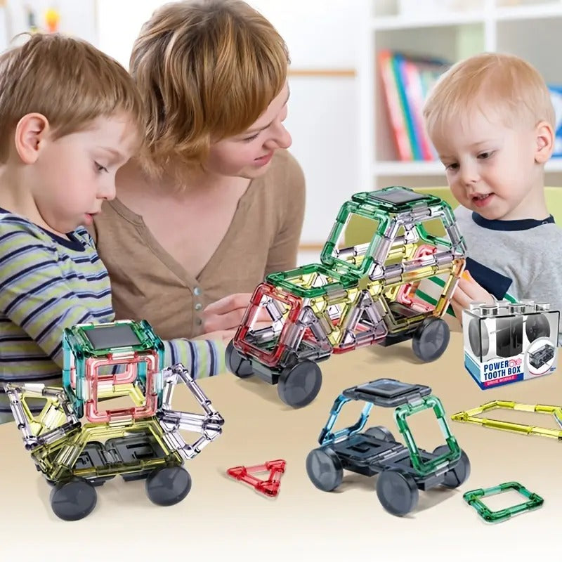 STEM Solar Car Changeable Geometry Magnetic Tiles - 62+ pieces