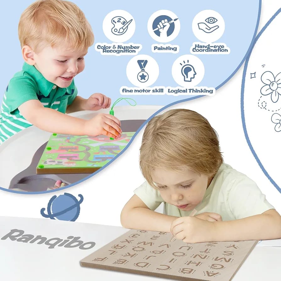 2in1 Color Magnet Maze Bead Ball and Alphanumeric Tracing Board - Default Title - Odeez | Educational Toys Pakistan 