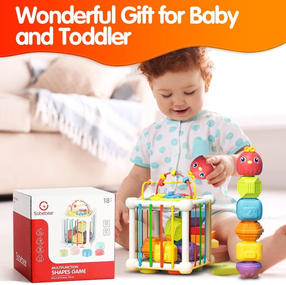 6in1 Baby Sensory Shape Sorting Activity Cube - 322 - Default Title - Odeez | Educational Toys Pakistan 