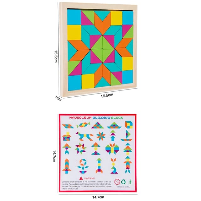 Wooden Geometrical Shapes Pattern Tangram Puzzle - 533 - Default Title - Odeez | Educational Toys Pakistan 