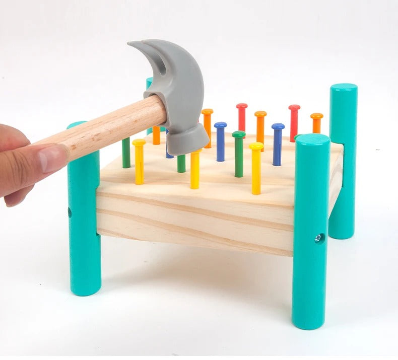Interactive Nailing Wooden Table Activity Hammering Bench - 603 - Default Title - Odeez | Educational Toys Pakistan 