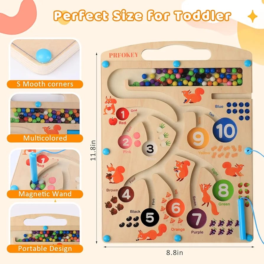 Wooden Magnetic Color and Number Maze Board - 018 - Default Title - Odeez | Educational Toys Pakistan 