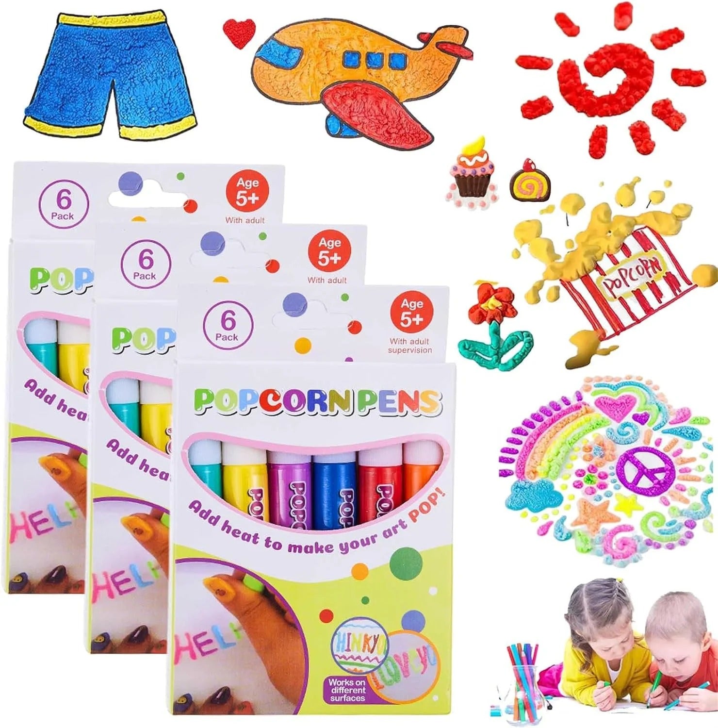 DIY 3D Art Bubble Popcorn Drawing Pens - 6 pieces - Default Title - Odeez | Educational Toys Pakistan 
