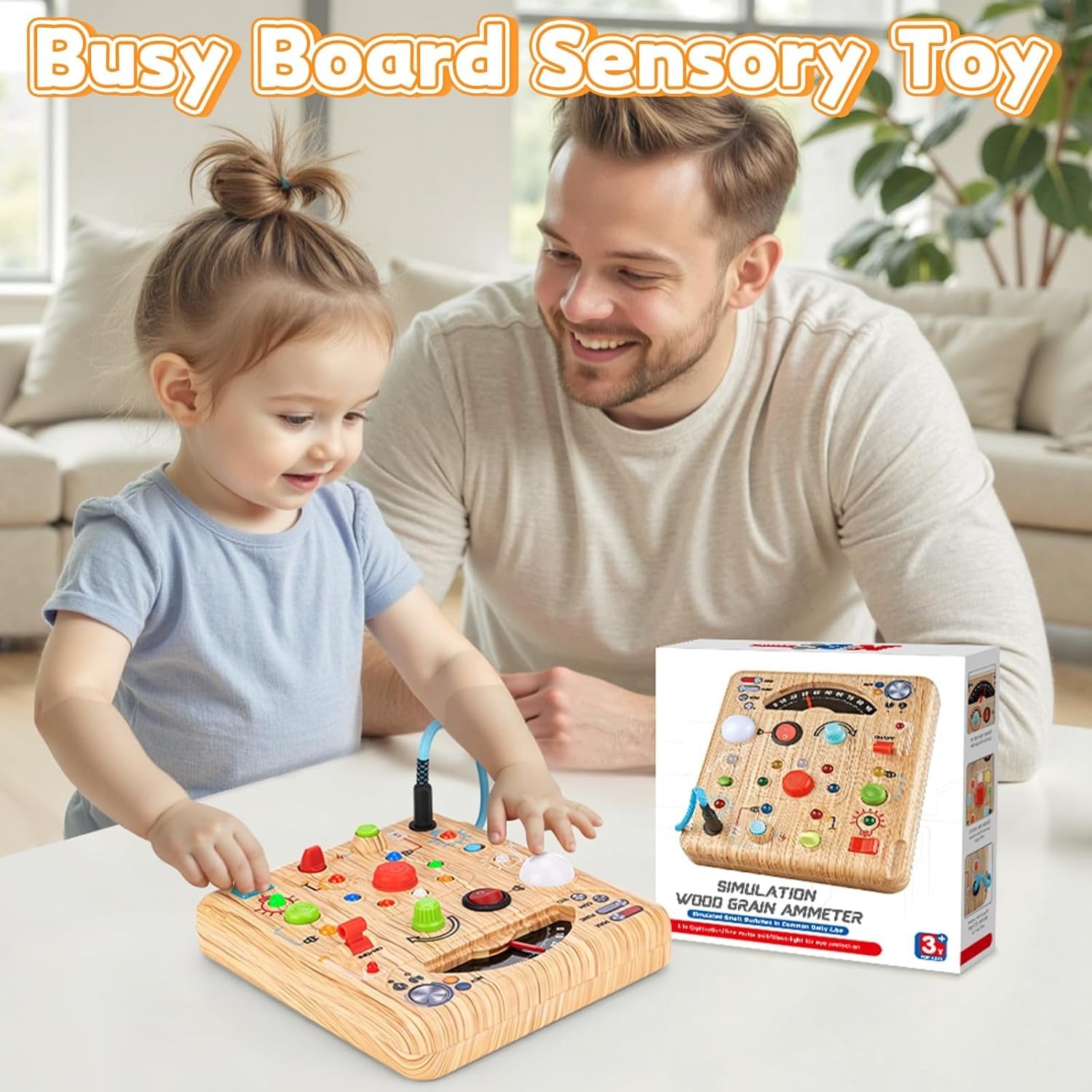 LED Lights Simulated Ammeter Activity Wooden Busy Board - 212