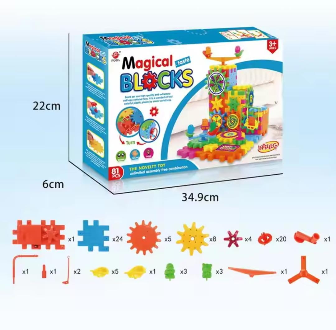 DIY Magical Gear Rotating Blocks - 81 pieces