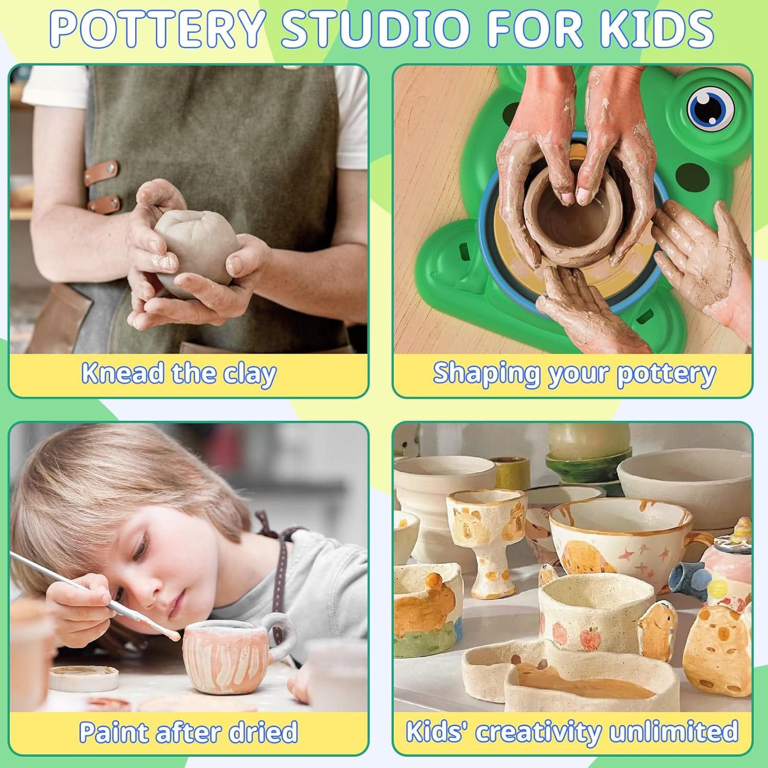 DIY Frog Electric Pottery Wheel Pretend Play Set - 560