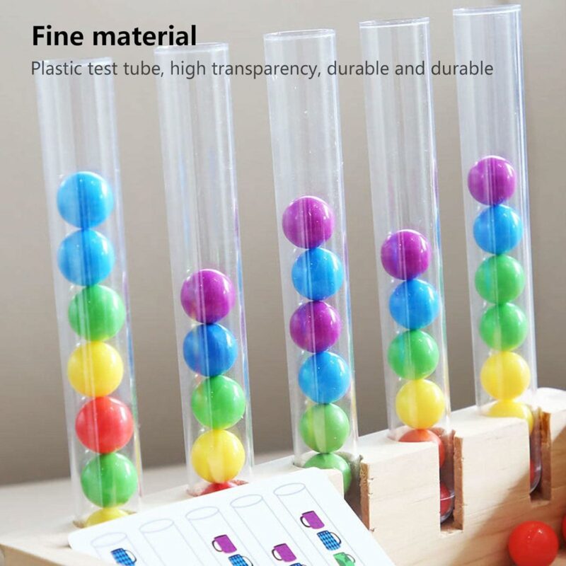 Early Education Rainbow Beads Clip Test Tube Sorting Wooden Kit - 438