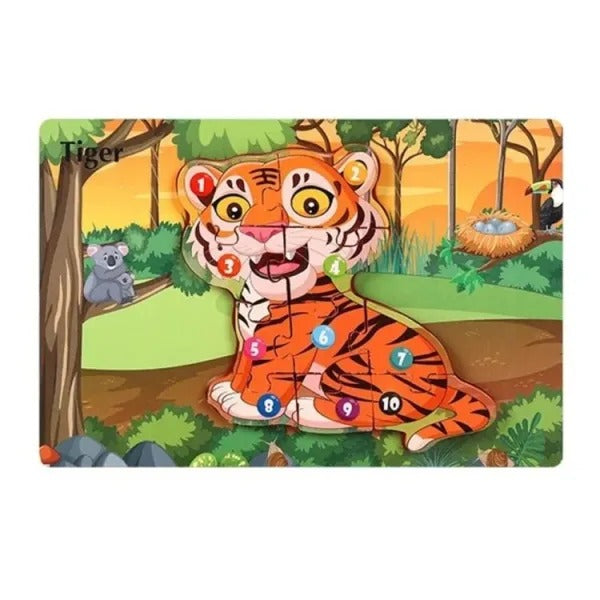 3D Animal Pattern Jigsaw Number Puzzle Random Animals - 322 - Default Title - Odeez | Educational Toys Pakistan 