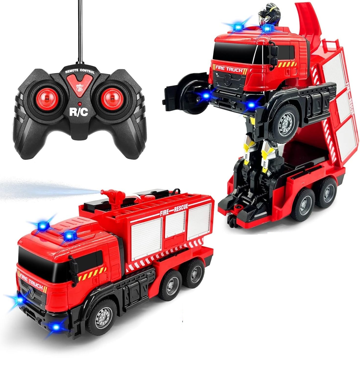 RC Transforming Fire Rescue Truck with Water Spray and Lights - 680