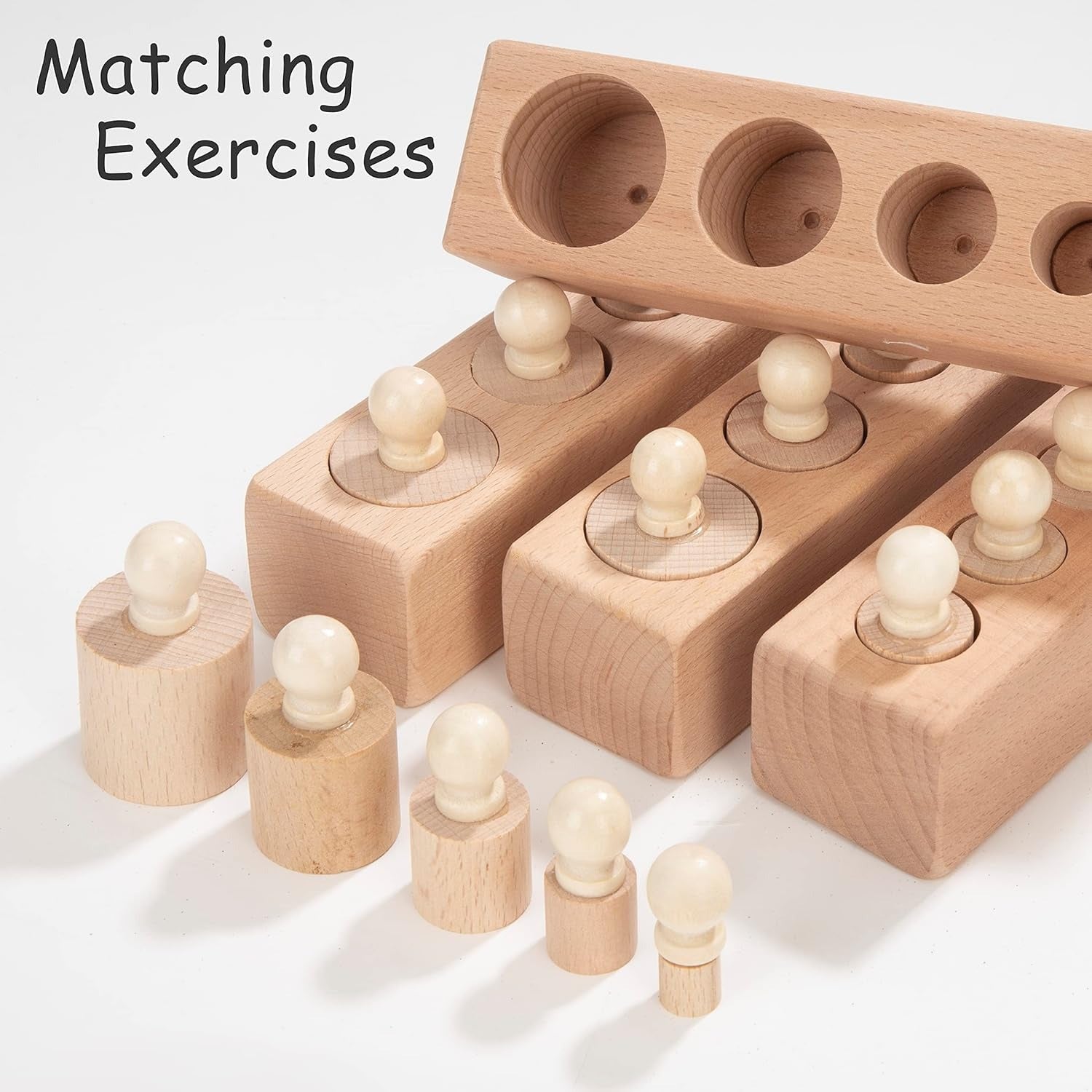 4in1 Montessori Wooden Knobbed Cylinder Socket - 085 - Default Title - Odeez | Educational Toys Pakistan 